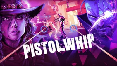 Pistol Whip – Key-Art mit Charakteren, die nach vorne schauen.