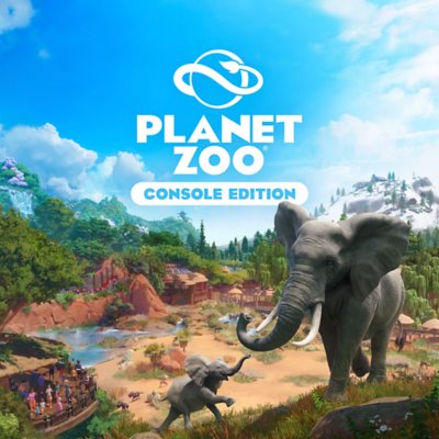 planet zoo key art featuring two elephants in sandy nature