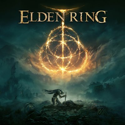 Elden Ring – klíčová grafika s neupraveným klečícím rytířem proti tmavému pozadí