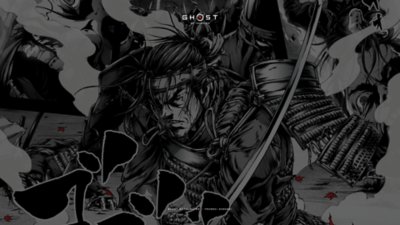 ghost of tsushima wallpaper - takashi okazaki monochrome desktop