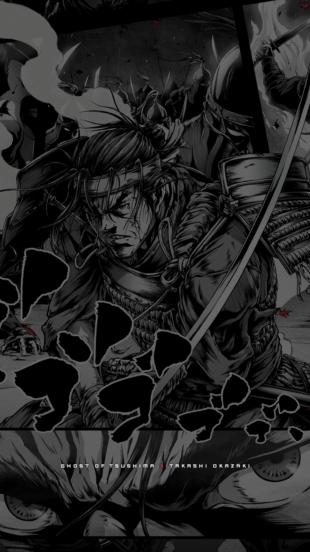 Ghost of Tsushima sötét manga mobil háttérkép