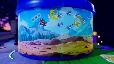 The Plucky Squire screenshot showing a shooting scene on the side of a 3D tub