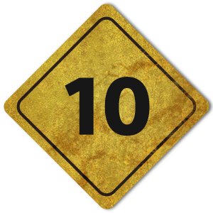 Signpost graphic marked with the number '10'