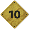 Numerolla ”10” merkitty viitegrafiikka