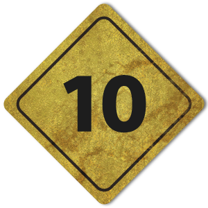 Signpost graphic marked with the number '10'