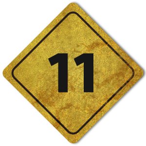 Signpost graphic marked with the number '11'