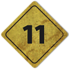 Numerolla ”11” merkitty viitegrafiikka