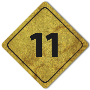Sinal ilustrado marcado com o número '11'