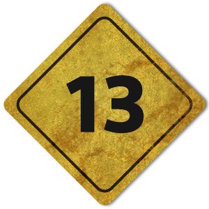 Signpost graphic marked with the number '13'