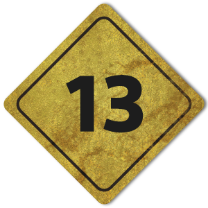 Signpost graphic marked with the number '13'