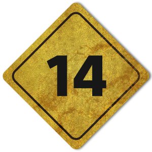 Signpost graphic marked with the number '14'