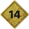 Numerolla ”14” merkitty viitegrafiikka