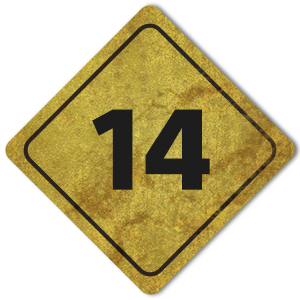 Signpost graphic marked with the number '14'