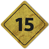 Numerolla ”15” merkitty viitegrafiikka