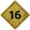 숫자 '16'가 표시된 표지판 그래픽
