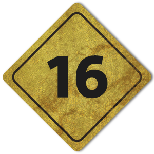 Sinal ilustrado marcado com o número '16'