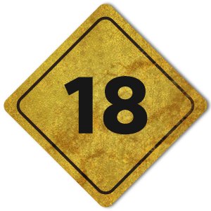 Signpost graphic marked with the number '18'
