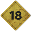 رسم للافتة عليها رقم '18'
