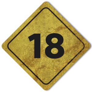 Signpost graphic marked with the number '18'