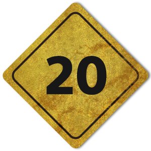 Signpost graphic marked with the number '20'