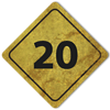 Signpost graphic marked with the number '20'