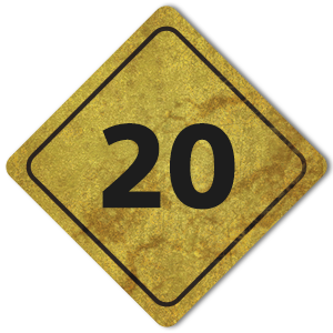 Графика на пътепоказател, маркирана с числото '20'