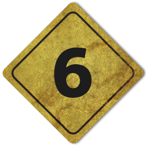 Wegweisergrafik mit der Zahl "6"