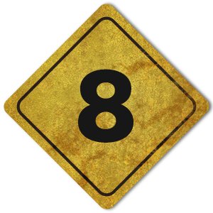 Signpost graphic marked with the number '8'