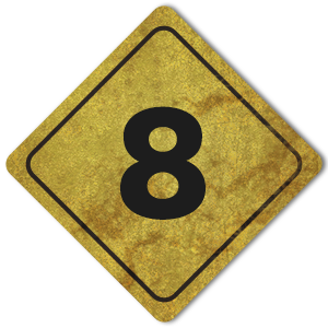 Signpost graphic marked with the number '8'