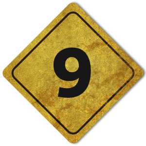 Signpost graphic marked with the number '9'