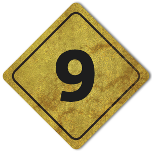 Panneau marqué du numéro « 9 »