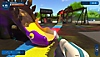 PowerWash Simulator screenshot showing a dinosaur slide being cleaned in a playground