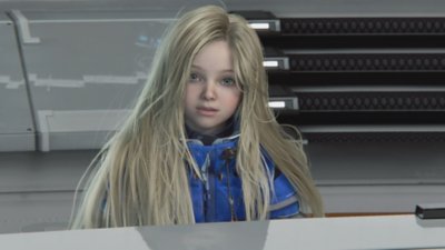 A Pragmata képernyőképe, rajta Diana közelről