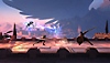 《波斯王子：失落王冠》螢幕截圖，呈現薩爾貢與兩名敵人對戰時使用時間能力。