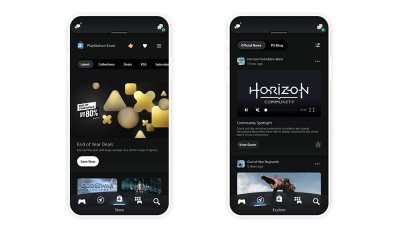 Discover PlayStation App UI screengrabs showing news and latest tabs