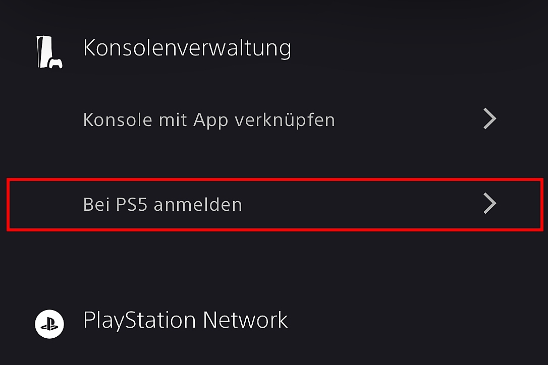 Über PS App bei PS5 anmelden