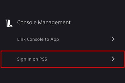 PS app sign in PS5