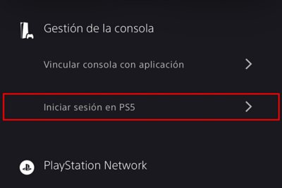 Iniciar de sesión en PS5 desde la aplicación PS App