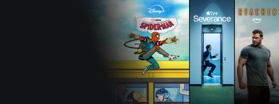 PS4 Entertainment hero banner featuring Disney+, Apple TV+ and Prime television shows.