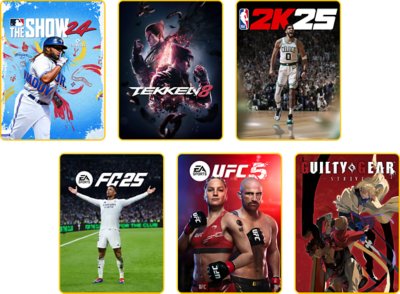 EA Sports FC 25와 College Football 25를 포함한 여러 타이틀이 등장하는 PlayStation Plus 토너먼트 이미지.