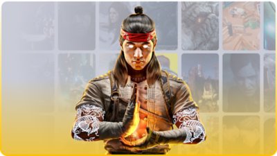 ps plus branded artwork featuring key art from mortal kombat 1