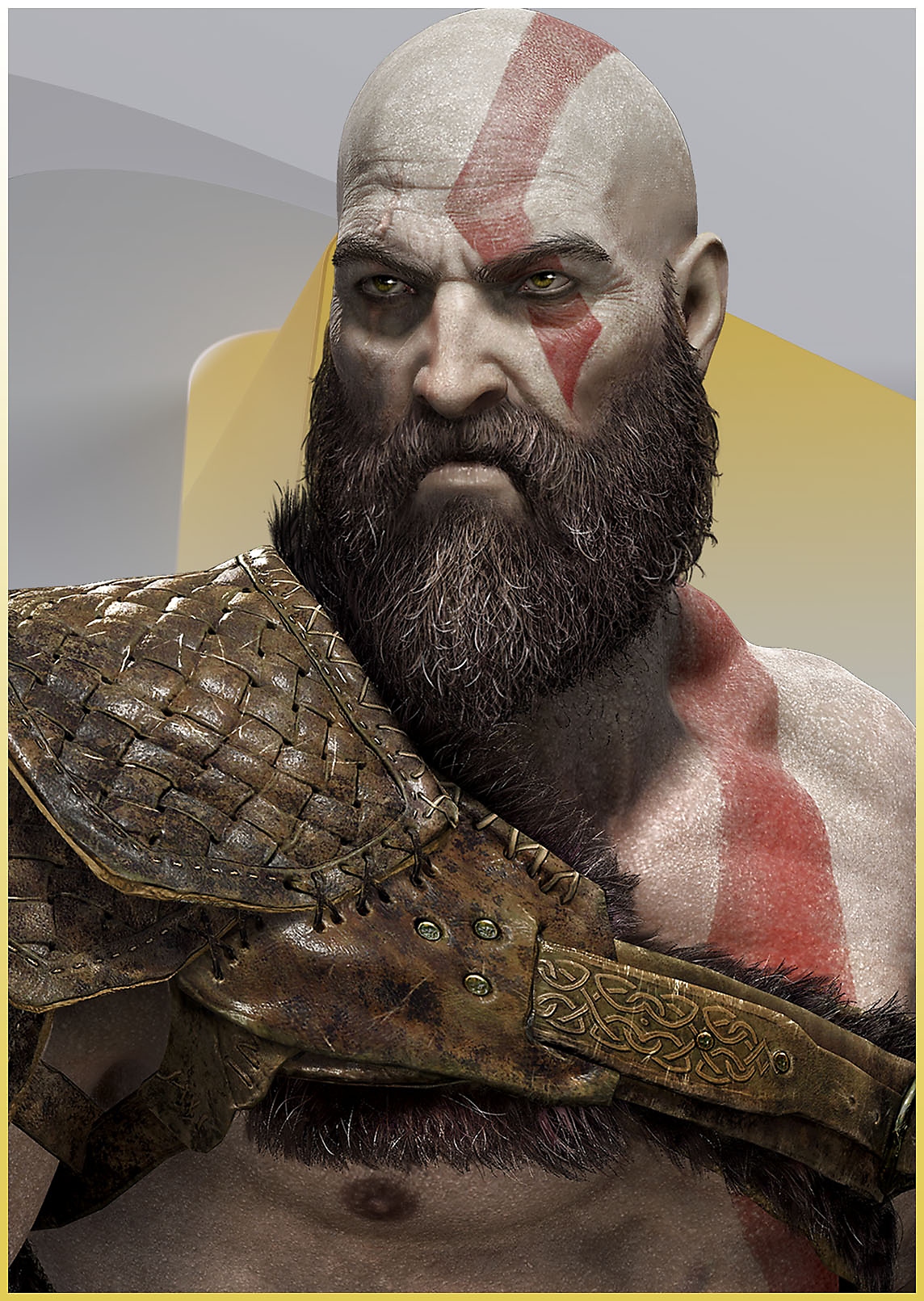 Kratos from God of War looking angry