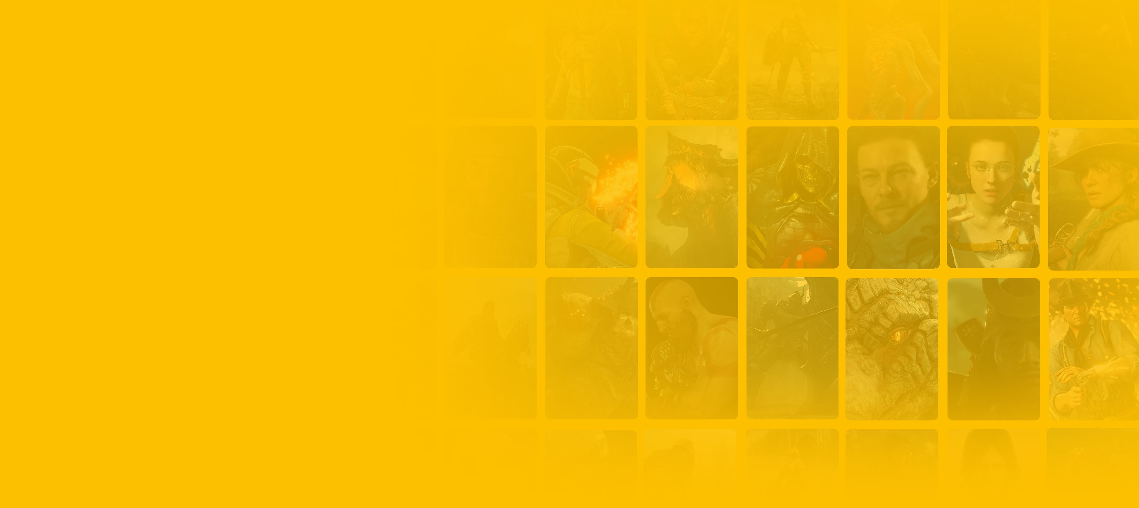 Yellow background with games grid