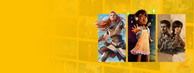 PlayStation Plus branded image featuring key art from God of War, Returnal and Deathloop.
