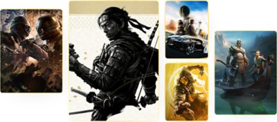 PlayStation Plus games page key art showing a variety of games available on the service, including God of War and Ghost of Tsushima