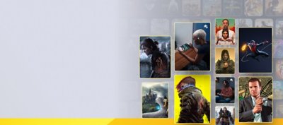 PlayStation Plus key art showing a wide offering of game available on the service.