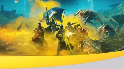 Bloque de imagen sobre la experiencia del multijugador online con arte de Helldivers 2