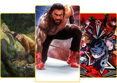 playstation plus what's new page hero image featuring wwe 2k25 key art with variety of other games offered on the service