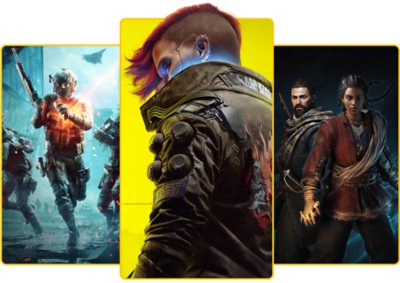 PlayStation Plus - Bannière de la page Nouveautés comprenant l'illustration principale de Cyberpunk 2077 et plusieurs autres jeux compris dans le service