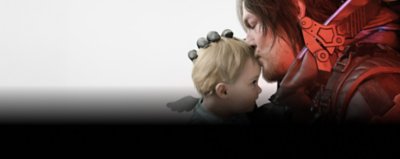 death stranding 2 key art showing a main character and the baby